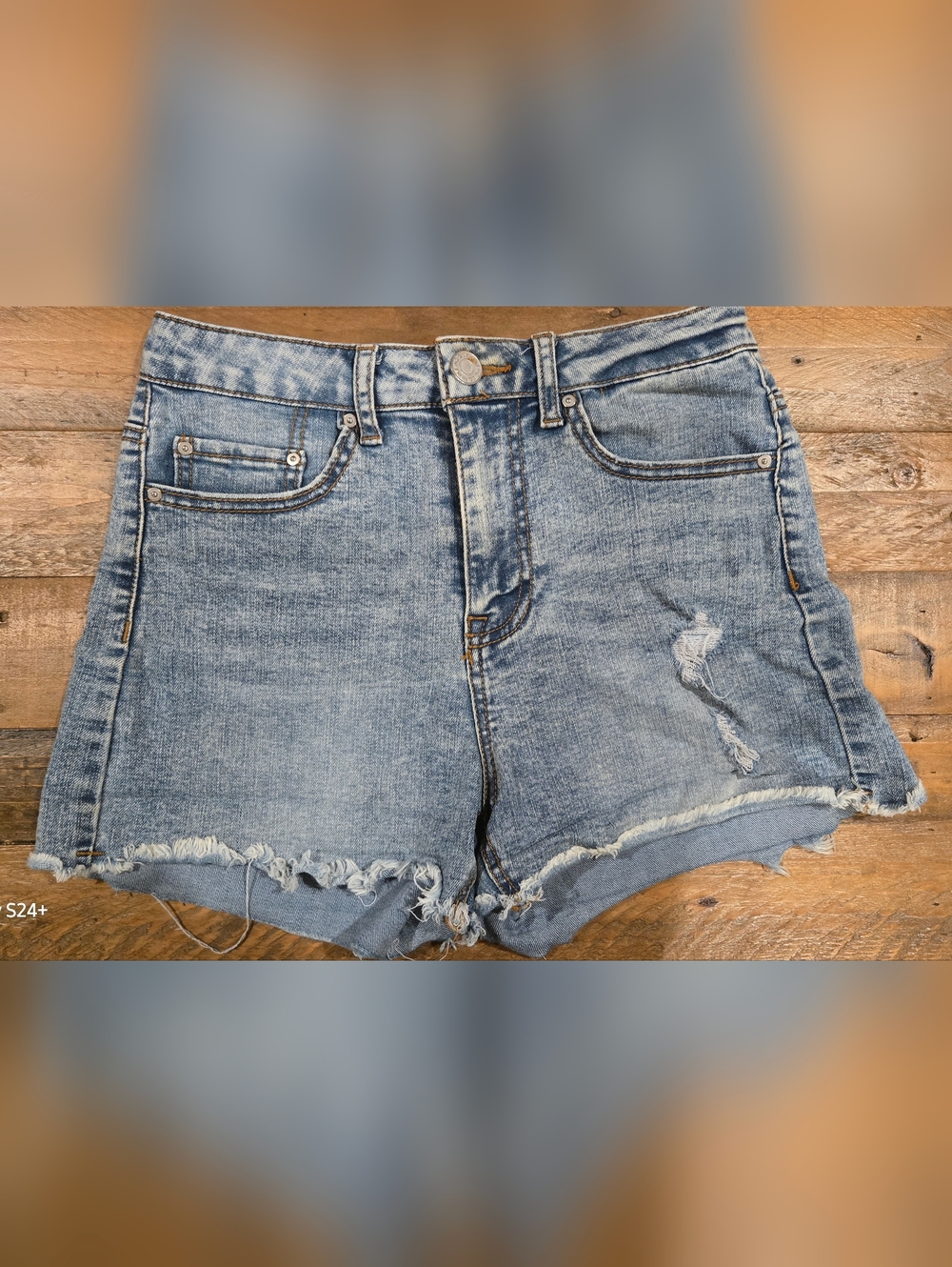 Light Wash Distressed Denim Shorts
